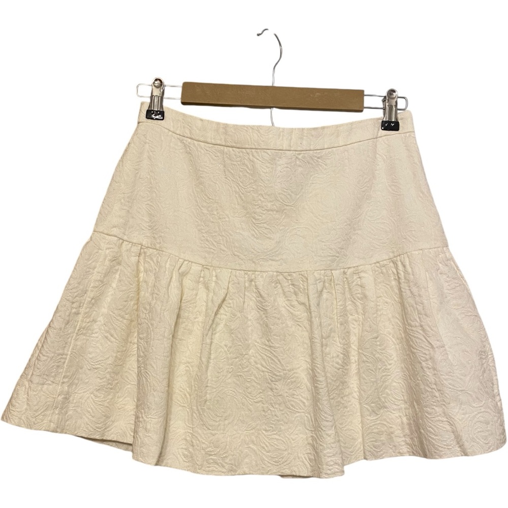 J.Crew Factory Jacquard Flare Floral Skirt Ivory 4